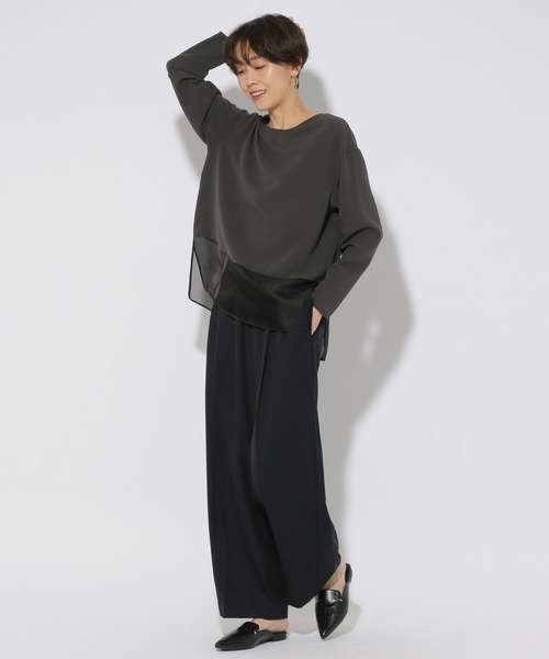 Elura（エルーラ）の「異素材ジョーゼットプルオーバー/323304（シャツ/ブラウス・レディース・ライトブルー/ホワイト/チャコールグレー・LARGE/MEDIUM）」の10枚目の写真