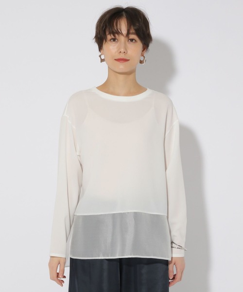 Elura（エルーラ）の「異素材ジョーゼットプルオーバー/323304（シャツ/ブラウス・レディース・ライトブルー/ホワイト/チャコールグレー・LARGE/MEDIUM）」の18枚目の写真