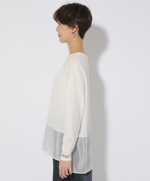 Elura（エルーラ）の「異素材ジョーゼットプルオーバー/323304（シャツ/ブラウス・レディース・ライトブルー/ホワイト/チャコールグレー・LARGE/MEDIUM）」の19枚目の写真