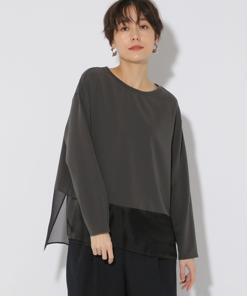 Elura（エルーラ）の「異素材ジョーゼットプルオーバー/323304（シャツ/ブラウス・レディース・ライトブルー/ホワイト/チャコールグレー・LARGE/MEDIUM）」の7枚目の写真