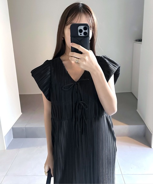 KOBE LETTUCE（コウベレタス）の「[ yuiさんコラボ ]前後2way半袖プリーツワンピース（ワンピース・レディース・ブラウン/ミント/ベージュ/ブラック・M/PM）」の18枚目の写真