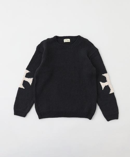 JOINT WORKS(ジョイントワークス)の「MacMahon Knitting Mills/マクマホンニッティングミルズ Crew Neck Knit-Cross(ニット/セーター・メンズ・ブラック/ホワイト・FREE)」の1枚目の写真