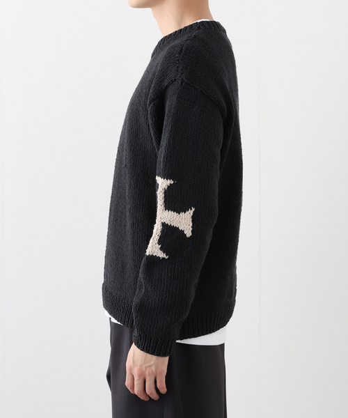 JOINT WORKS(ジョイントワークス)の「MacMahon Knitting Mills/マクマホンニッティングミルズ Crew Neck Knit-Cross(ニット/セーター・メンズ・ブラック/ホワイト・FREE)」の6枚目の写真