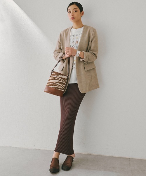 Whim Gazette（ウィムガゼット）の「ニットフィットスカート（スカート・レディース・チャコールグレー/ブラック/ブラウン/ホワイト系その他・FREE/36）」の19枚目の写真