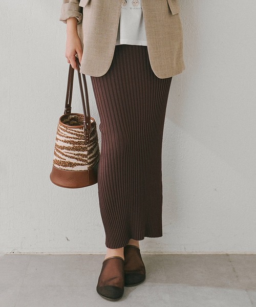 whim gazette ニットフィットスカート　ブラウンF whim gazette ニットフィットスカート ブラウンF ウィムガゼット