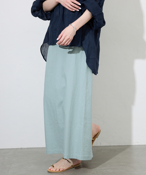 SLOBE IENA(スローブイエナ)の「リネンレーヨンアイラインスカート(スカート・レディース・ピンク/ブラック/サックスブルー・36/38)」の4枚目の写真