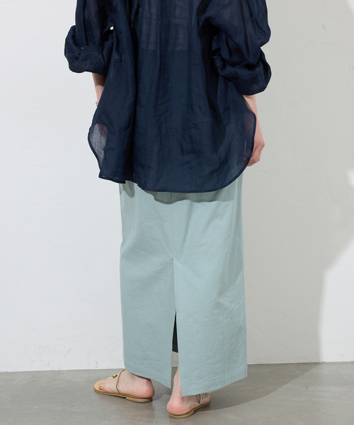 SLOBE IENA(スローブイエナ)の「リネンレーヨンアイラインスカート(スカート・レディース・ピンク/ブラック/サックスブルー・36/38)」の7枚目の写真
