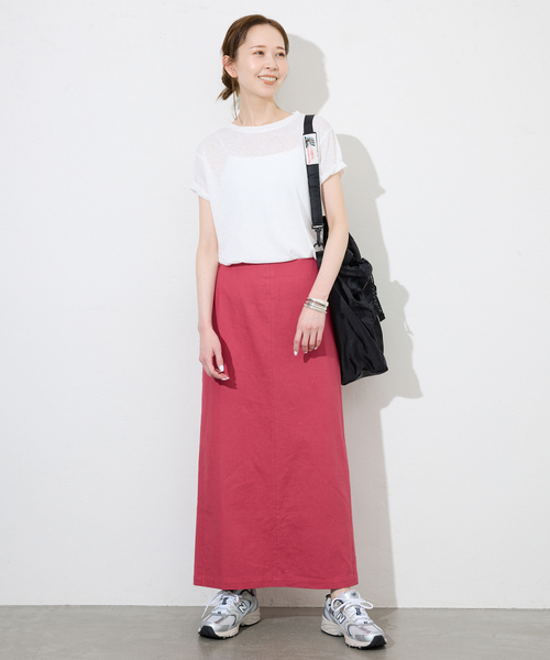 SLOBE IENA(スローブイエナ)の「リネンレーヨンアイラインスカート(スカート・レディース・ピンク/ブラック/サックスブルー・36/38)」の8枚目の写真