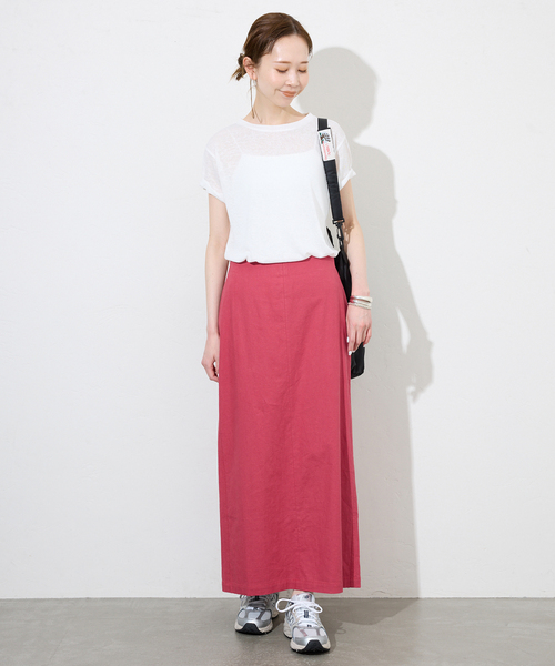 SLOBE IENA(スローブイエナ)の「リネンレーヨンアイラインスカート(スカート・レディース・ピンク/ブラック/サックスブルー・36/38)」の9枚目の写真