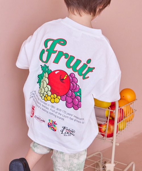 FRUIT OF THE LOOM(フルーツオブザルーム)の「【FRUIT OF THE LOOM】別注プリントT(Tシャツ/カットソー・キッズ・オフホワイト/ピンク/チャコール・80/90/95/100/110/120/130/140/150/160)」の2枚目の写真