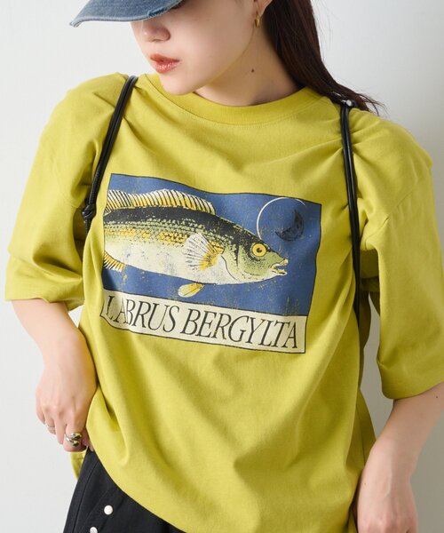 CIAOPANIC TYPY（チャオパニックティピー）の「【UNISEX】レトロ魚TEE（Tシャツ/カットソー・レディース・ホワイト/イエロー/グレー/チャコールグレー・MEDIUM/LARGE）」の22枚目の写真