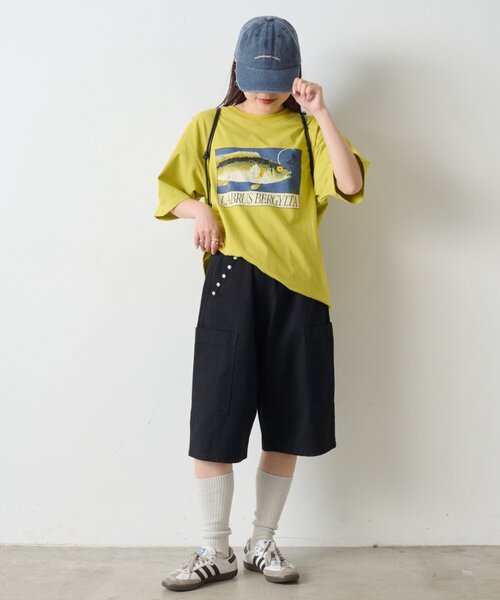 CIAOPANIC TYPY（チャオパニックティピー）の「【UNISEX】レトロ魚TEE（Tシャツ/カットソー・レディース・ホワイト/イエロー/グレー/チャコールグレー・MEDIUM/LARGE）」の17枚目の写真