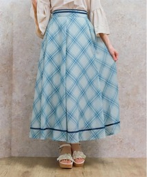 シアーチェックフレアスカート
