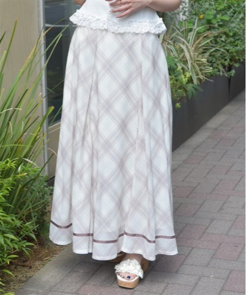 axes femme（アクシーズファム）の「シアーチェックフレアスカート（スカート・レディース・グリーン/キナリ/ラベンダー・FREE）」の11枚目の写真