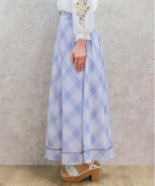 axes femme（アクシーズファム）の「シアーチェックフレアスカート（スカート・レディース・グリーン/キナリ/ラベンダー・FREE）」の10枚目の写真