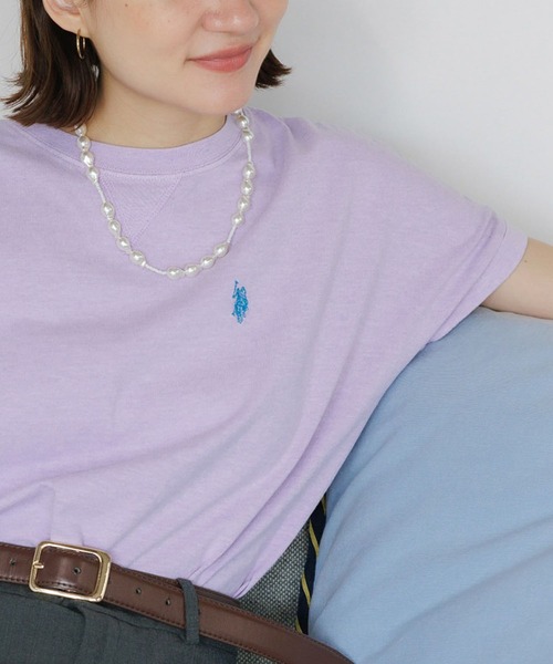 U.S. POLO ASSN.（ユーエスポロアッスン）の「U.S. POLO ASSN./ユーエスポロアッスン ピグメントガゼットTシャツ メンズ 秋物 秋服 2026年秋冬（Tシャツ/カットソー・メンズ・グリーン/ベージュ/パープル/スミクロ・L/M/S）」の4枚目の写真