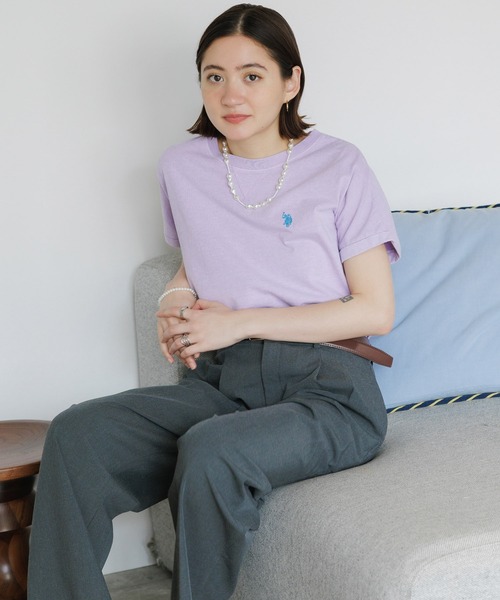 U.S. POLO ASSN.（ユーエスポロアッスン）の「U.S. POLO ASSN./ユーエスポロアッスン ピグメントガゼットTシャツ メンズ 秋物 秋服 2026年秋冬（Tシャツ/カットソー・メンズ・グリーン/ベージュ/パープル/スミクロ・L/M/S）」の20枚目の写真