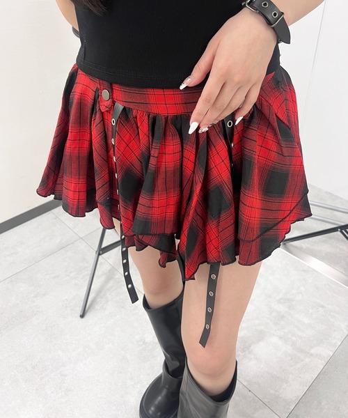 Figments（フィグメンツ）の「パンクイレヘムチェックスカパン（スカート・レディース・ブラック/レッド・FREE）」の5枚目の写真