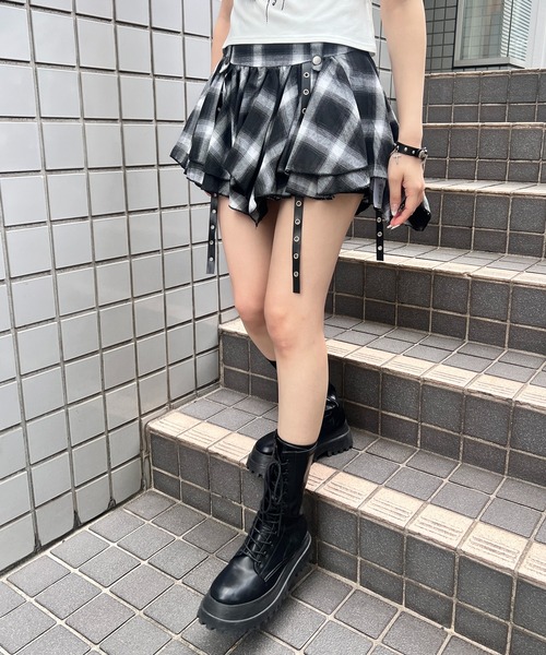 Figments（フィグメンツ）の「パンクイレヘムチェックスカパン（スカート・レディース・ブラック/レッド・FREE）」の8枚目の写真