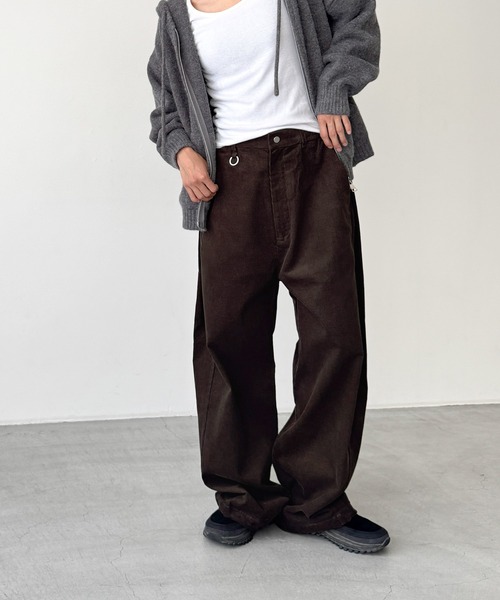 SUPERTHANKS　コーデュロイサイドタックワイドパンツ