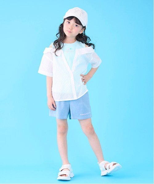 mezzo piano（メゾピアノ）の「クラデーション・デニム　フロントZIPショートパンツ（デニムパンツ・キッズ・ミント/サックスブルー/ピンク・140cm/130cm/120cm/110cm）」の2枚目の写真