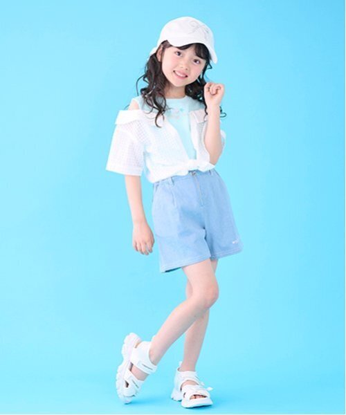 mezzo piano（メゾピアノ）の「クラデーション・デニム　フロントZIPショートパンツ（デニムパンツ・キッズ・ミント/サックスブルー/ピンク・140cm/130cm/120cm/110cm）」の14枚目の写真