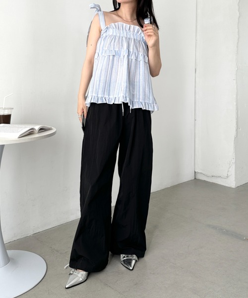 CLEA（クレア）の「サイドラインナイロントラックパンツ（その他パンツ・レディース・ライトブルー/ブラック/ネイビー/ベージュ・FREE）」の13枚目の写真