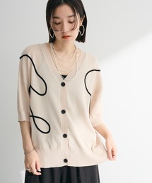 刺繍コードVネックフレンチカーディガン
