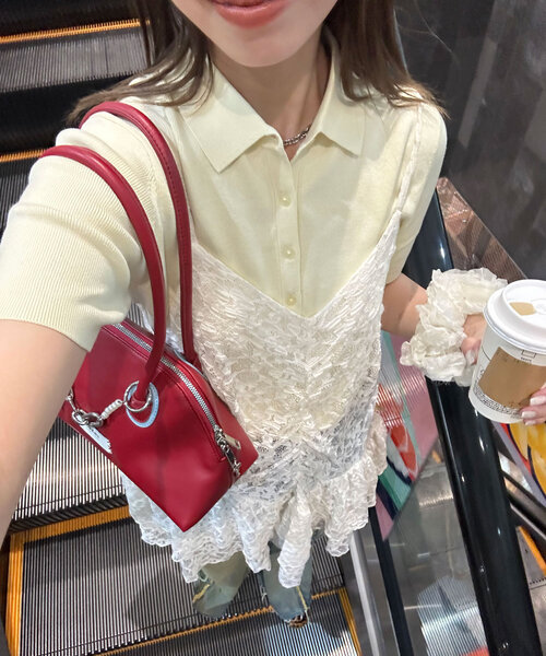 CIAOPANIC（チャオパニック）の「ベロアリボンレースキャミチュニック（チュニック・レディース・アイボリー/ブラウン/ブラック・ONE SIZE）」の4枚目の写真