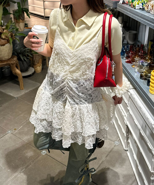 CIAOPANIC（チャオパニック）の「ベロアリボンレースキャミチュニック（チュニック・レディース・アイボリー/ブラウン/ブラック・ONE SIZE）」の8枚目の写真