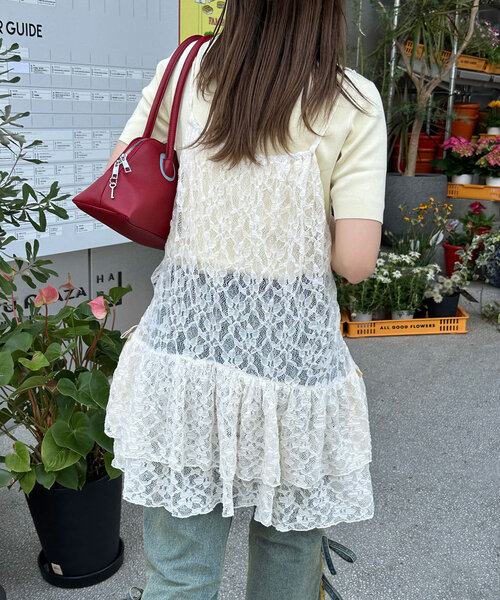 CIAOPANIC（チャオパニック）の「ベロアリボンレースキャミチュニック（チュニック・レディース・アイボリー/ブラウン/ブラック・ONE SIZE）」の9枚目の写真