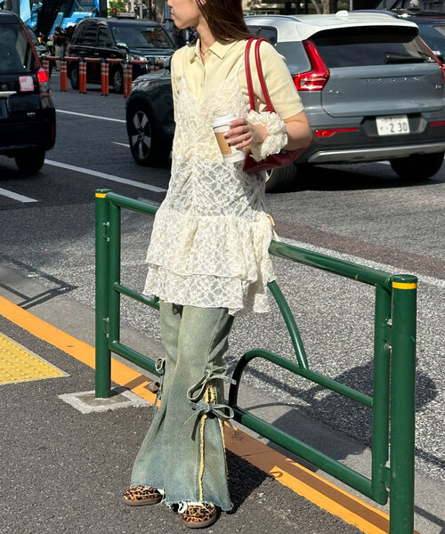 CIAOPANIC（チャオパニック）の「ベロアリボンレースキャミチュニック（チュニック・レディース・アイボリー/ブラウン/ブラック・ONE SIZE）」の10枚目の写真