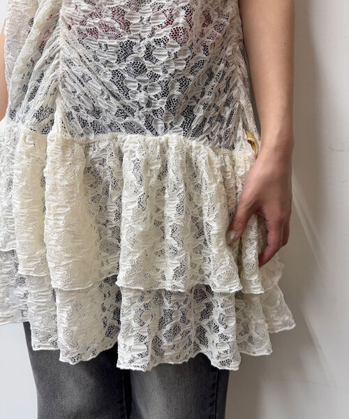 CIAOPANIC（チャオパニック）の「ベロアリボンレースキャミチュニック（チュニック・レディース・アイボリー/ブラウン/ブラック・ONE SIZE）」の19枚目の写真