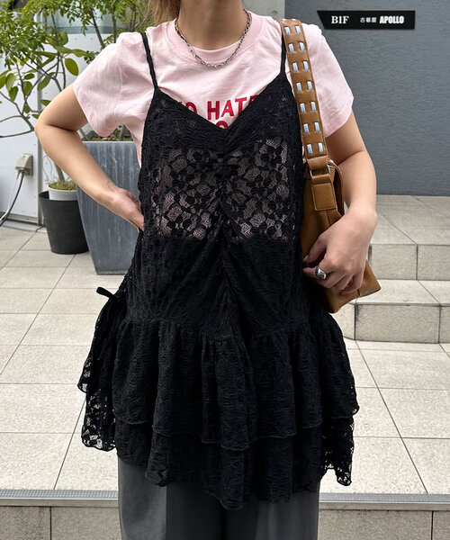 CIAOPANIC（チャオパニック）の「ベロアリボンレースキャミチュニック（チュニック・レディース・アイボリー/ブラウン/ブラック・ONE SIZE）」の22枚目の写真