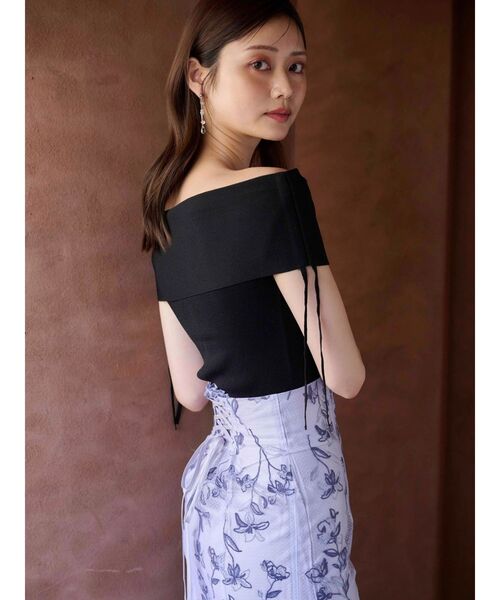 MERCURYDUO（マーキュリーデュオ）の「オフショルドロストニット（ニット/セーター・レディース・オフホワイト/ブラック/ベビーピンク・FREE）」の10枚目の写真