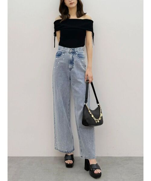 MERCURYDUO（マーキュリーデュオ）の「オフショルドロストニット（ニット/セーター・レディース・オフホワイト/ブラック/ベビーピンク・FREE）」の19枚目の写真