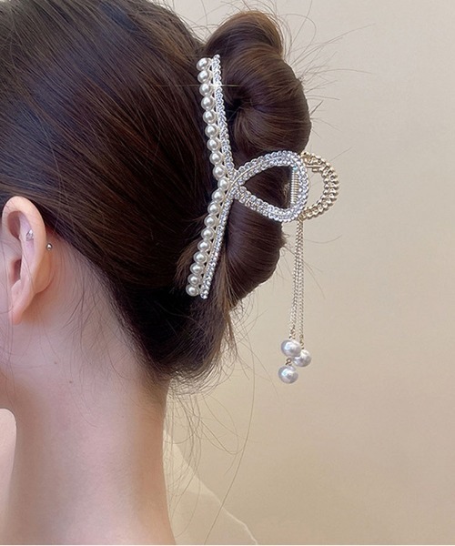 人気 ヘアクリップ ゆらゆらチェーン付き（バレッタ/ヘアクリップ その他