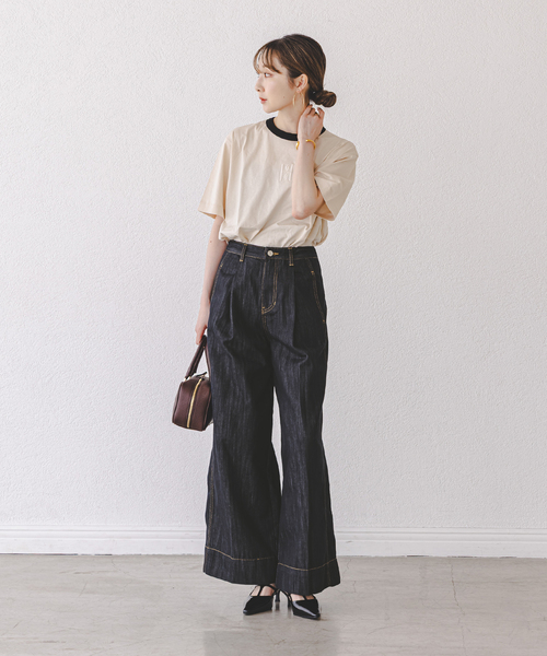 デニム・ジーパン ORR 790 Wide Denim セール】ORR/オル Pleated Wide-leg Denim Jeans（デニムパンツ