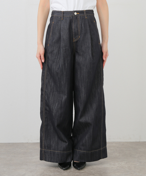 セール】ORR/オル Pleated Wide-leg Denim Jeans（デニムパンツ