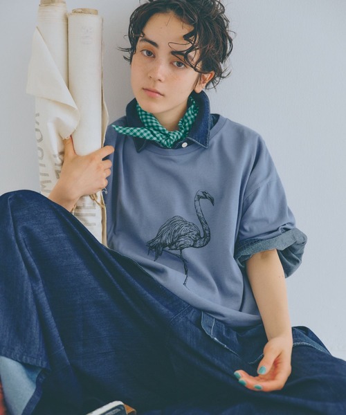 studio CLIP(スタディオクリップ)の「【UVカット・汗染み防止】アソートアニマルプリントTシャツ(Tシャツ/カットソー・レディース・スモーク/ピンク/グリーン/ベージュ/ブルー/ナチュラル・LARGE/MEDIUM)」の5枚目の写真