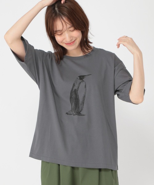 studio CLIP(スタディオクリップ)の「【UVカット・汗染み防止】アソートアニマルプリントTシャツ(Tシャツ/カットソー・レディース・スモーク/ピンク/グリーン/ベージュ/ブルー/ナチュラル・LARGE/MEDIUM)」の8枚目の写真