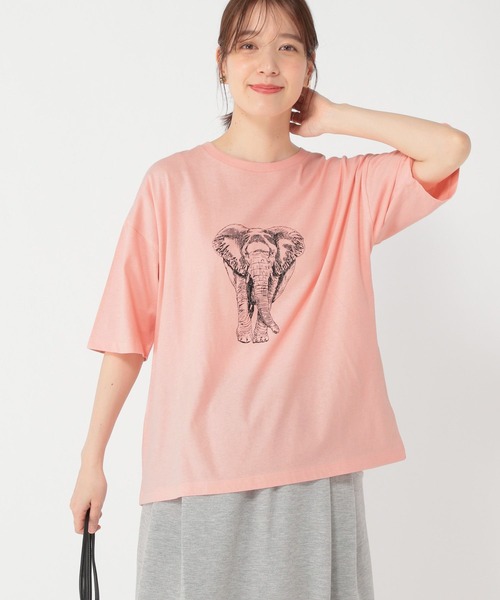 studio CLIP(スタディオクリップ)の「【UVカット・汗染み防止】アソートアニマルプリントTシャツ(Tシャツ/カットソー・レディース・スモーク/ピンク/グリーン/ベージュ/ブルー/ナチュラル・LARGE/MEDIUM)」の12枚目の写真