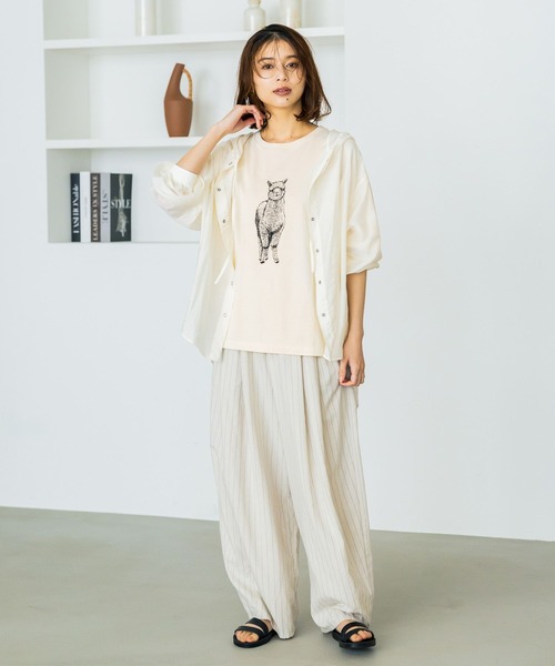 studio CLIP(スタディオクリップ)の「【UVカット・汗染み防止】アソートアニマルプリントTシャツ(Tシャツ/カットソー・レディース・スモーク/ピンク/グリーン/ベージュ/ブルー/ナチュラル・LARGE/MEDIUM)」の17枚目の写真