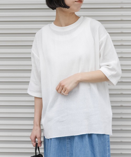 セール】FORK&SPOON メッシュ5分袖プルオーバー（Tシャツ
