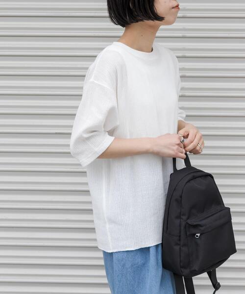 FORK&SPOON（フォークアンドスプーン）の「FORK&SPOON　メッシュ5分袖プルオーバー（Tシャツ/カットソー・レディース・ブラック/オフホワイト/ブラウン・1）」の5枚目の写真