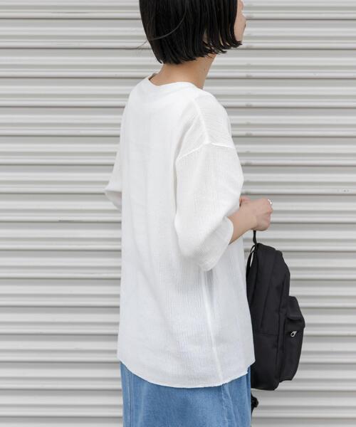 FORK&SPOON（フォークアンドスプーン）の「FORK&SPOON　メッシュ5分袖プルオーバー（Tシャツ/カットソー・レディース・ブラック/オフホワイト/ブラウン・1）」の6枚目の写真