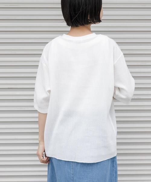 FORK&SPOON（フォークアンドスプーン）の「FORK&SPOON　メッシュ5分袖プルオーバー（Tシャツ/カットソー・レディース・ブラック/オフホワイト/ブラウン・1）」の7枚目の写真