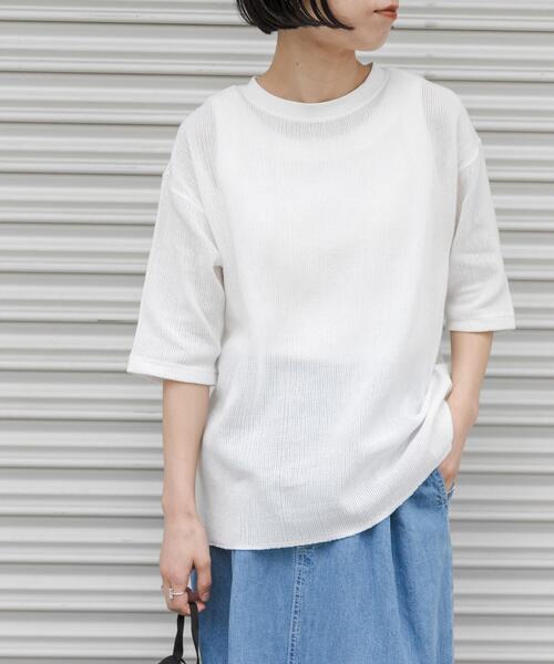 FORK&SPOON（フォークアンドスプーン）の「FORK&SPOON　メッシュ5分袖プルオーバー（Tシャツ/カットソー・レディース・ブラック/オフホワイト/ブラウン・1）」の11枚目の写真