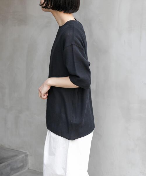 FORK&SPOON（フォークアンドスプーン）の「FORK&SPOON　メッシュ5分袖プルオーバー（Tシャツ/カットソー・レディース・ブラック/オフホワイト/ブラウン・1）」の20枚目の写真