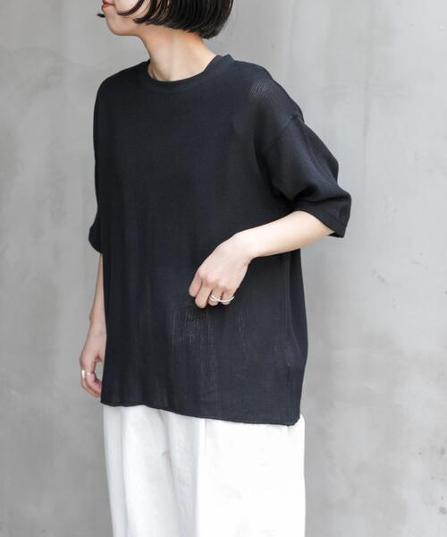 FORK&SPOON（フォークアンドスプーン）の「FORK&SPOON　メッシュ5分袖プルオーバー（Tシャツ/カットソー・レディース・ブラック/オフホワイト/ブラウン・1）」の21枚目の写真